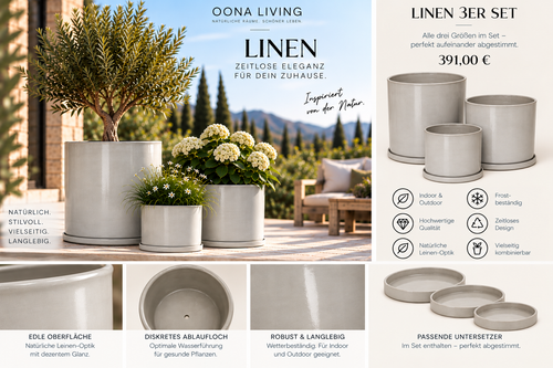 OONA LINEN 3er Set Blumentöpfe Beige